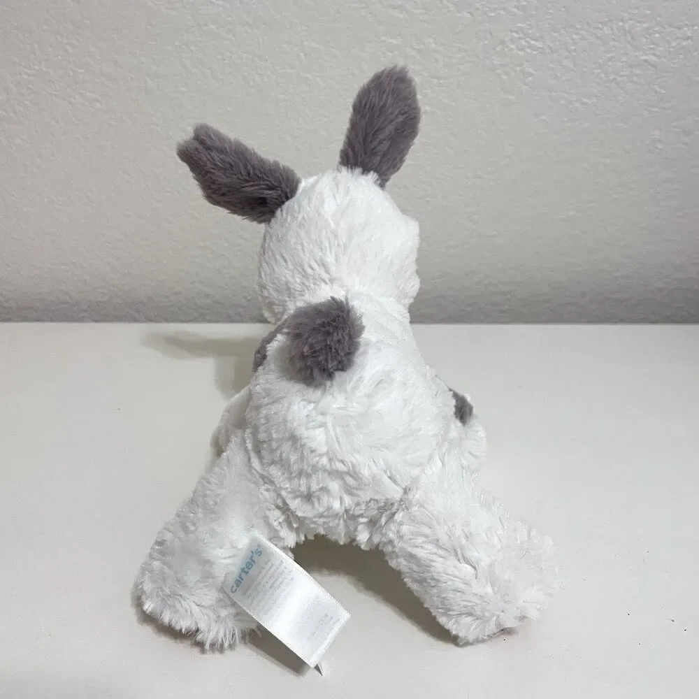Carter's White and Gray Puppy Dog Plush Lovey Lovie Stuffed Animal 8